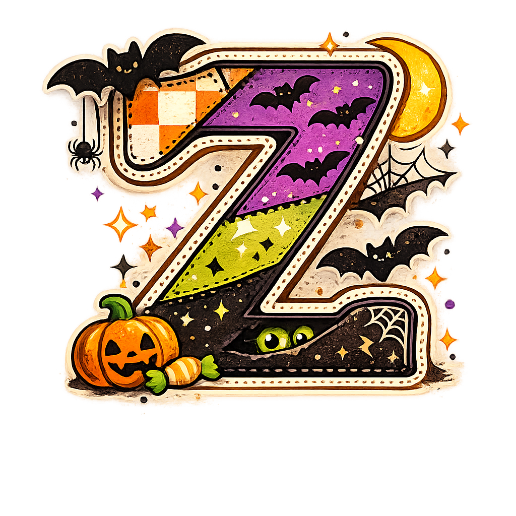Halloween Monogram Trick or Treat Bag - Custom Initial Patchwork Letter Canvas Tote - Personalized Halloween Candy Bag
