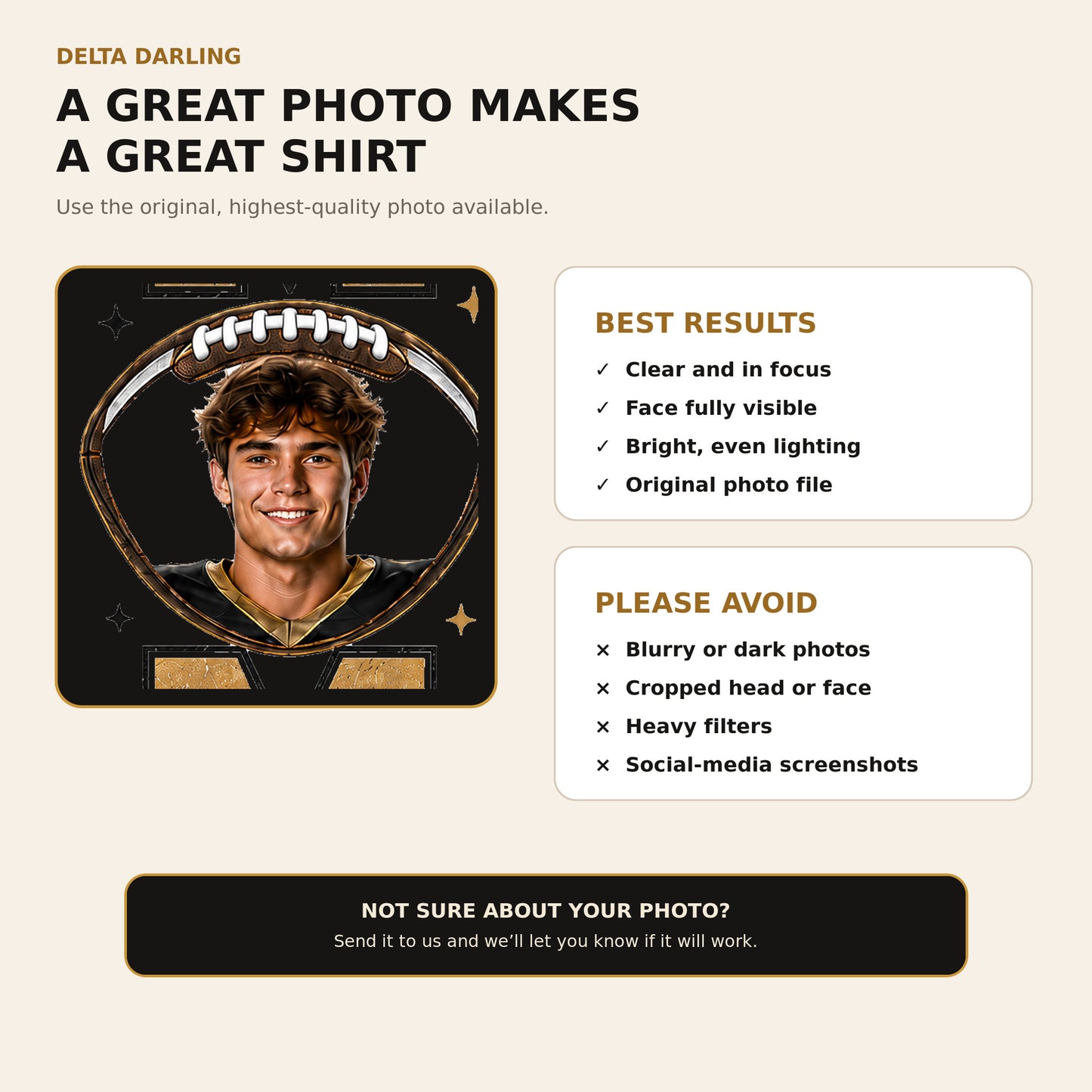 Custom Senior Football Mom Shirt - Personalized Player Photo & Number Jersey Graphic Tee