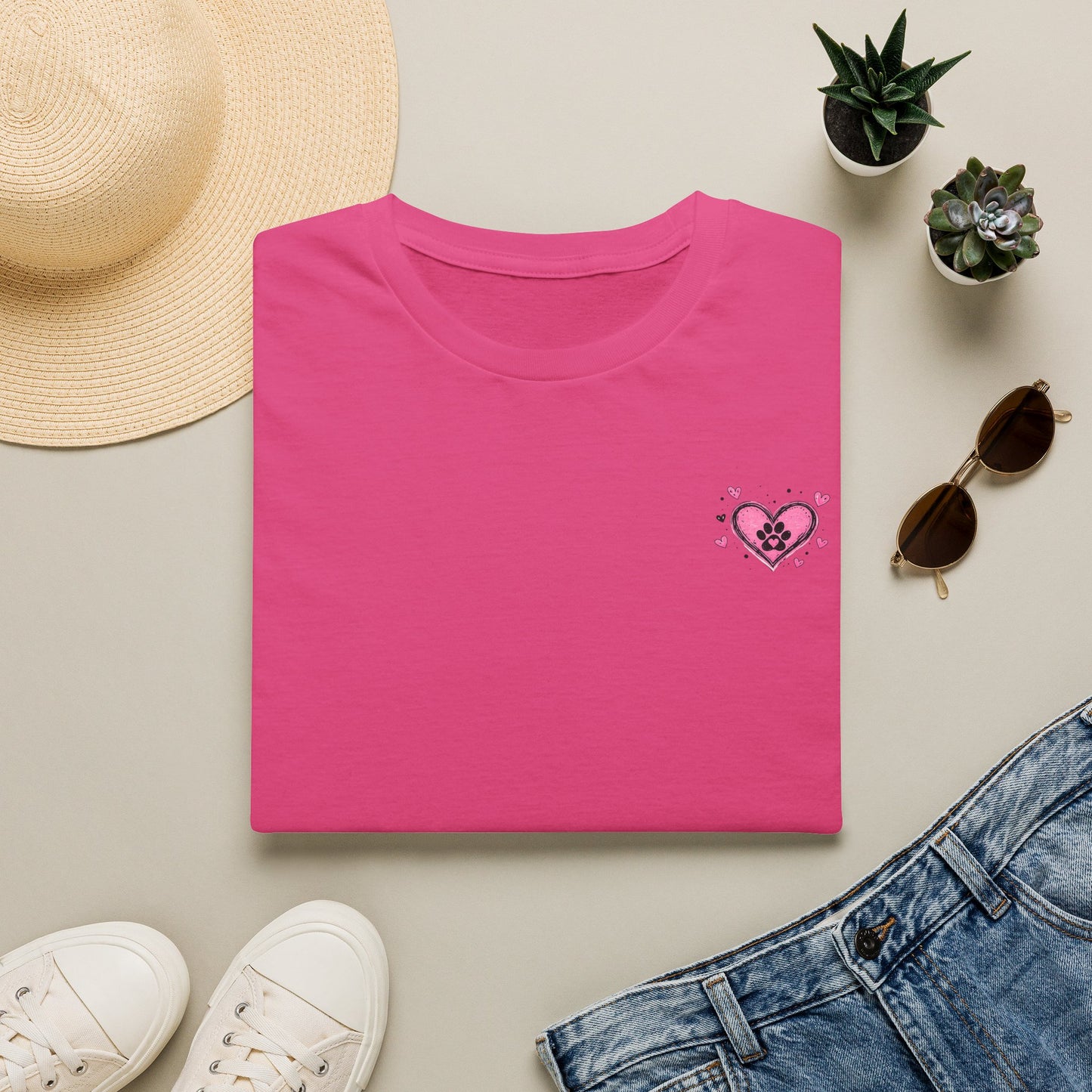 Heart Paw T-Shirt — Cute Pink Pet Love Tee