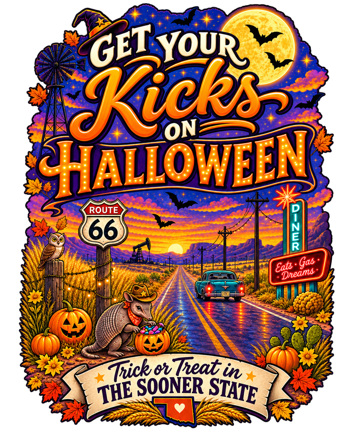 Get Your Kicks on Halloween Tote Bag – Oklahoma Route 66
