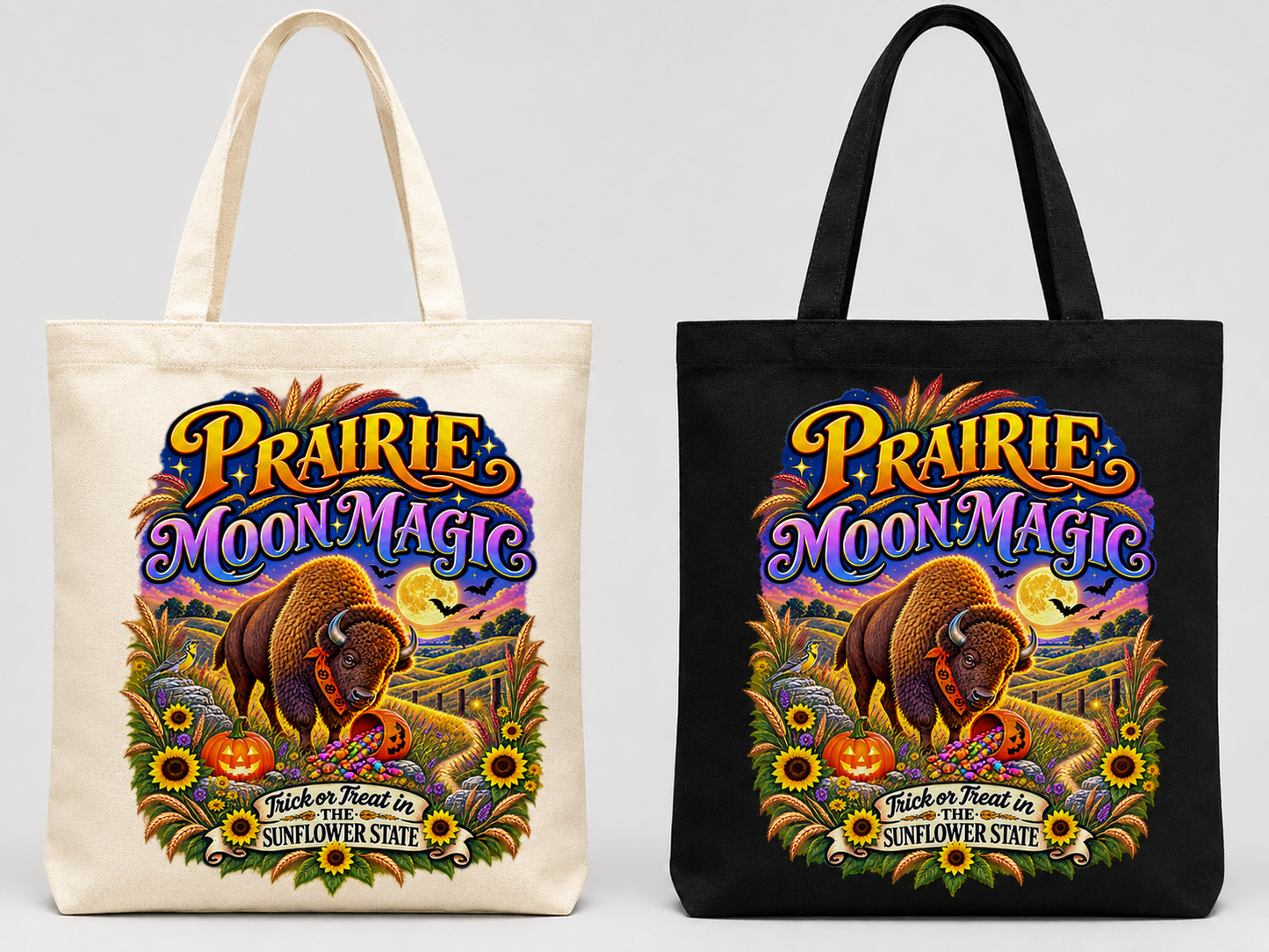 Kansas State Prairie Moon Magic Halloween Canvas Tote Bag