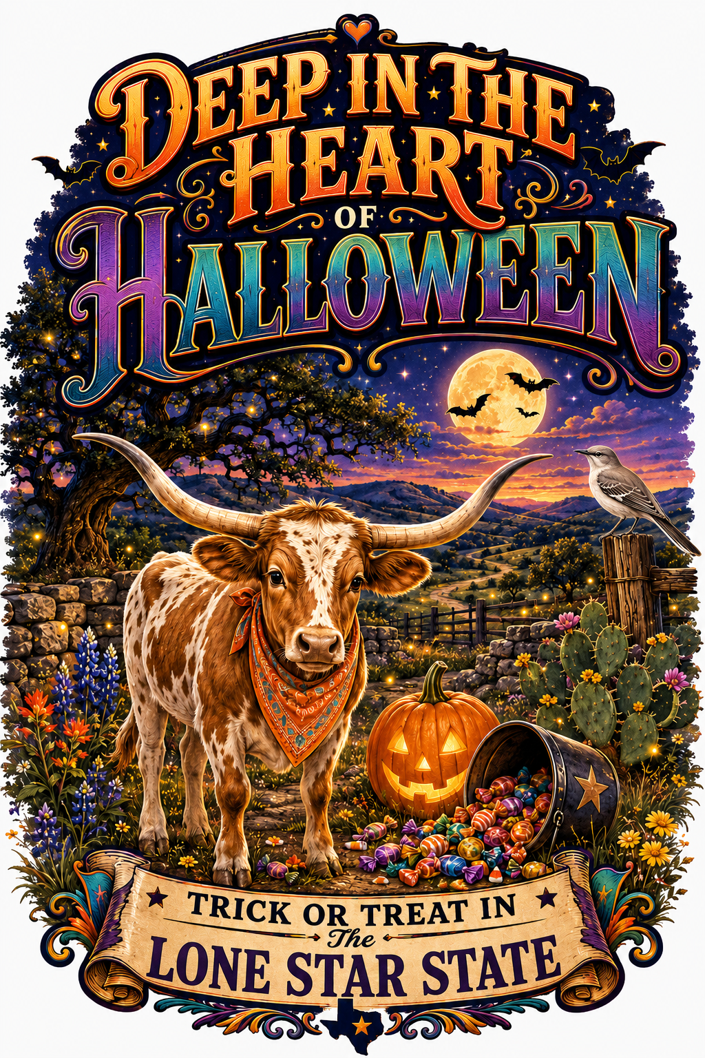 Texas Halloween Canvas Tote Bag