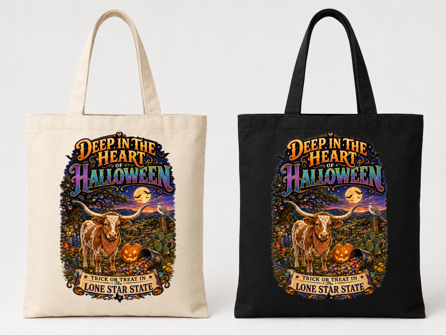 Texas Halloween Canvas Tote Bag