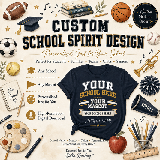 Custom School Spirit Design | Personalized PNG Download | Any School, Any Mascot