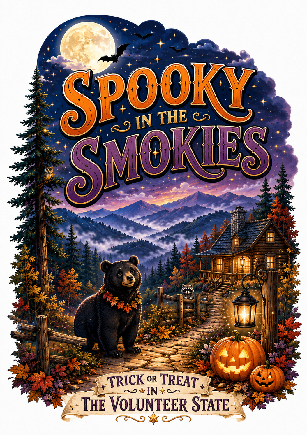 Spooky in the Smokies graphic design close-up