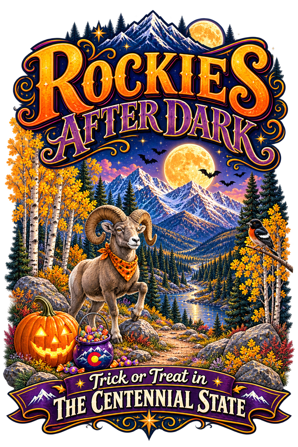 Rockies After Dark Colorado graphic design close-up