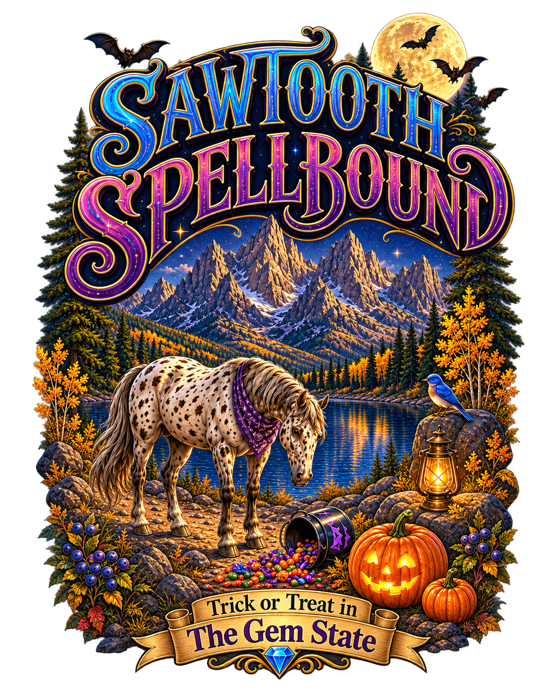 Sawtooth Spellbound Gem State Idaho graphic design close-up