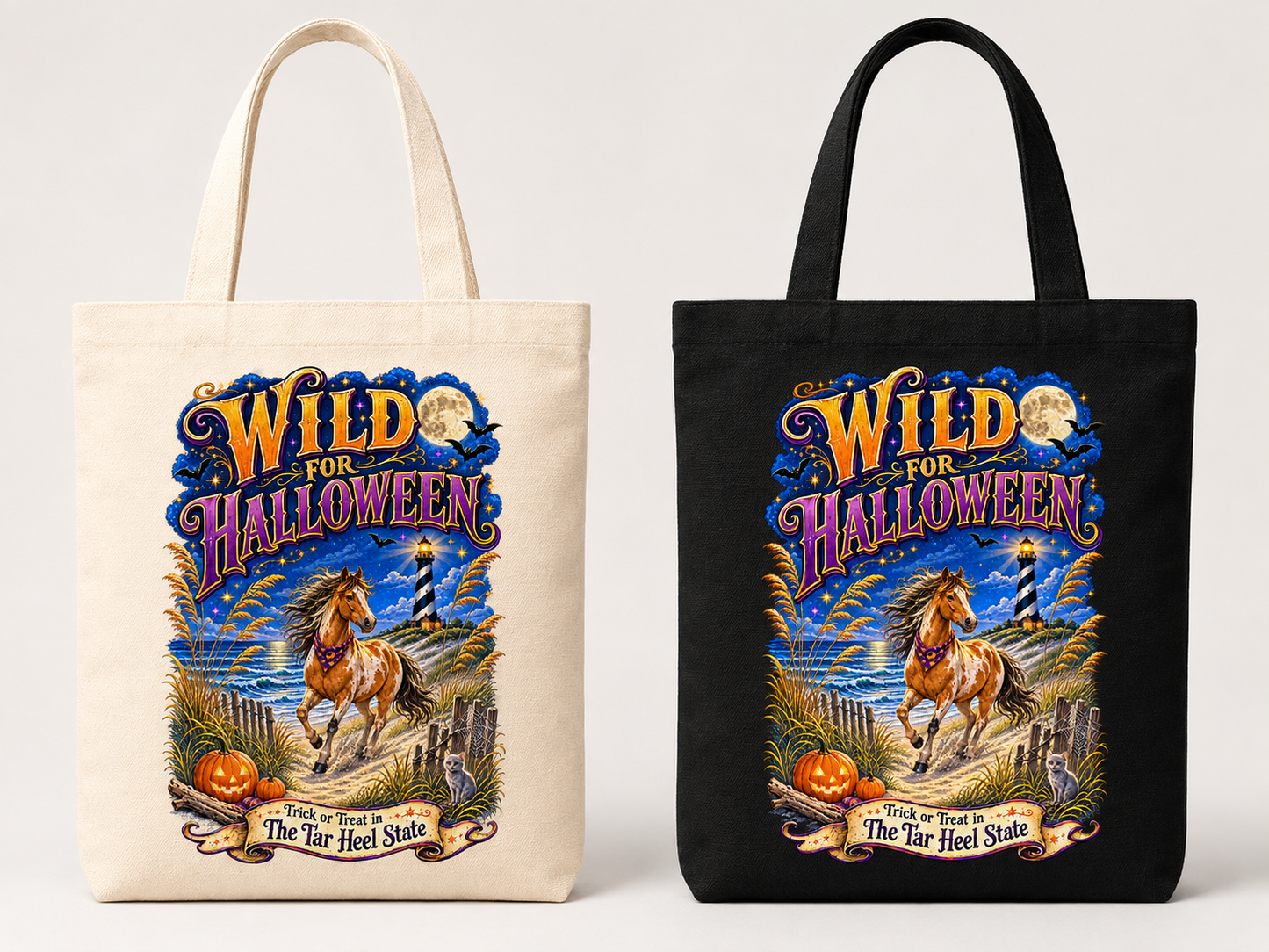Wild for Halloween Tar Heel State graphic design close-up
