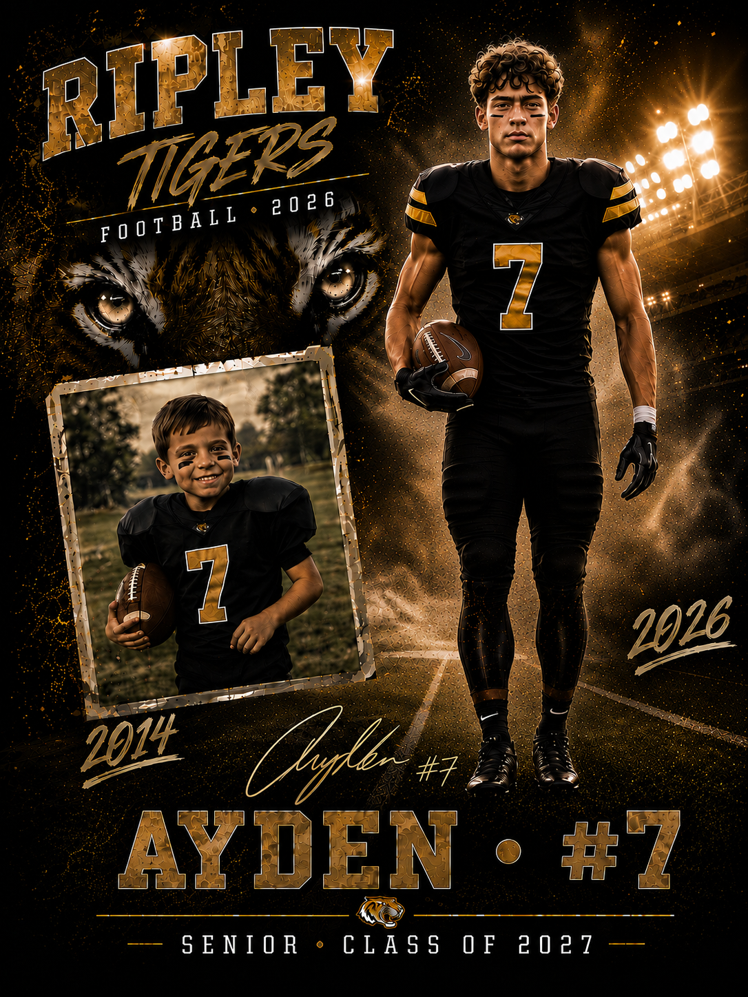 Custom Football Poster example - Ripley Tigers game-day style