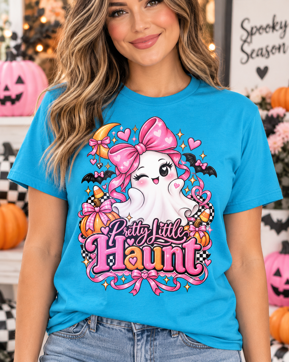 Pink Bow Halloween Gildan Shirt | Choose Your Design