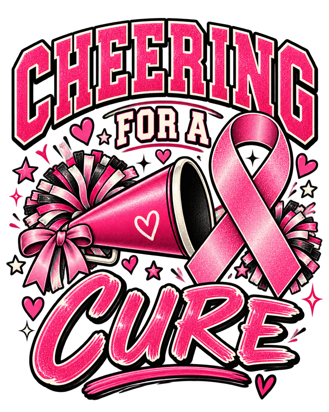 Cheering for a Cure breast cancer awareness cheer shirt design