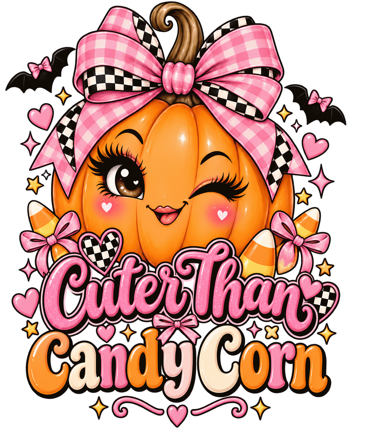 Cuter Than Candy Corn pink bow pumpkin Halloween shirt design