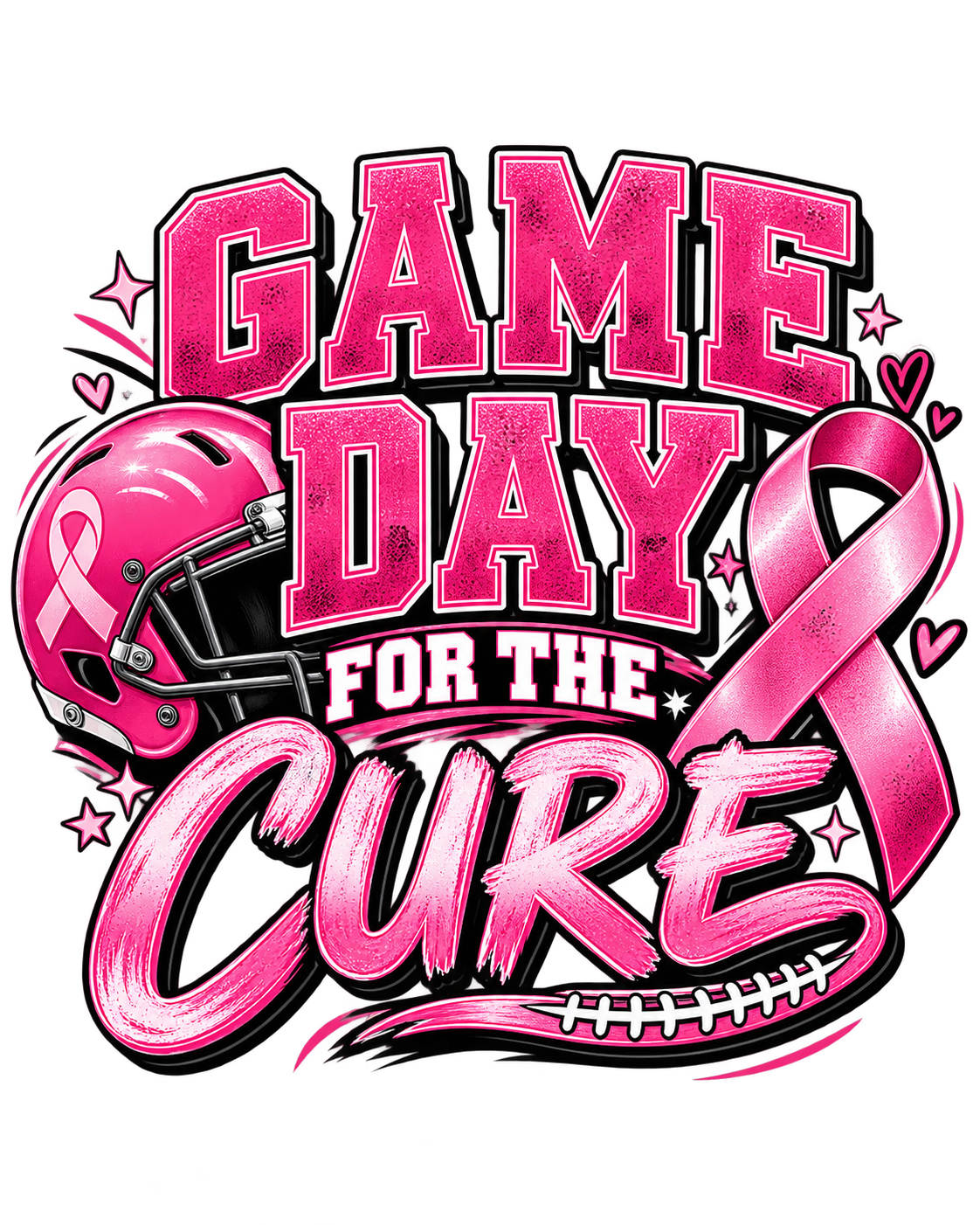 Game Day for the Cure breast cancer awareness football shirt design