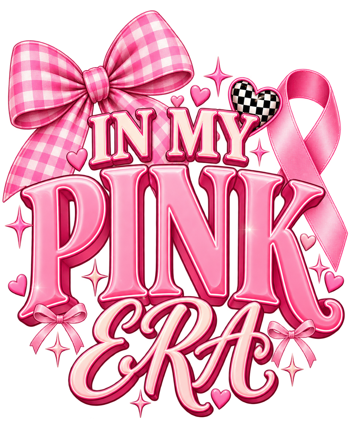 In My Pink Era bow and pink ribbon design