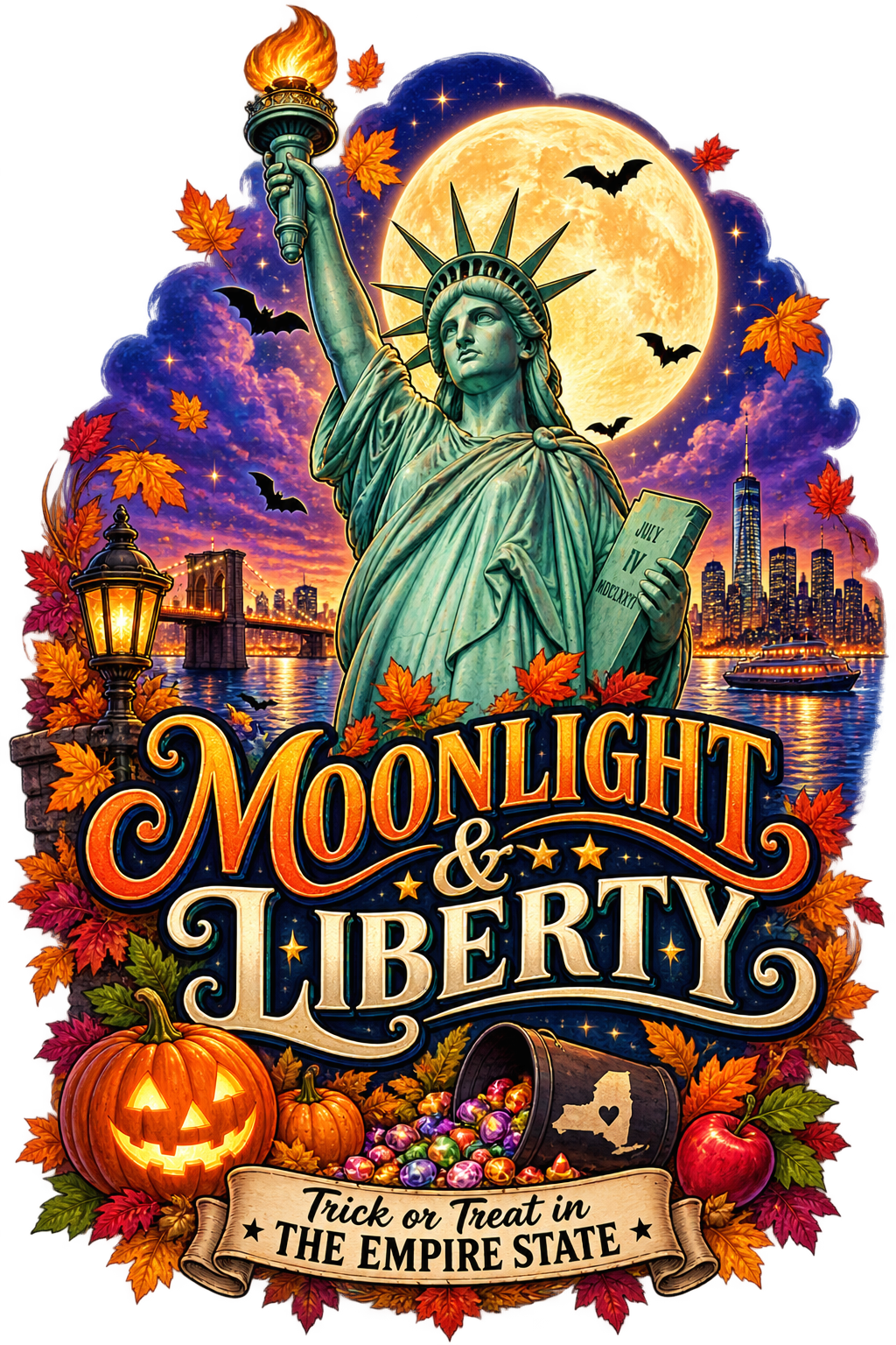 Moonlight & Liberty Halloween Tote Bag - New York