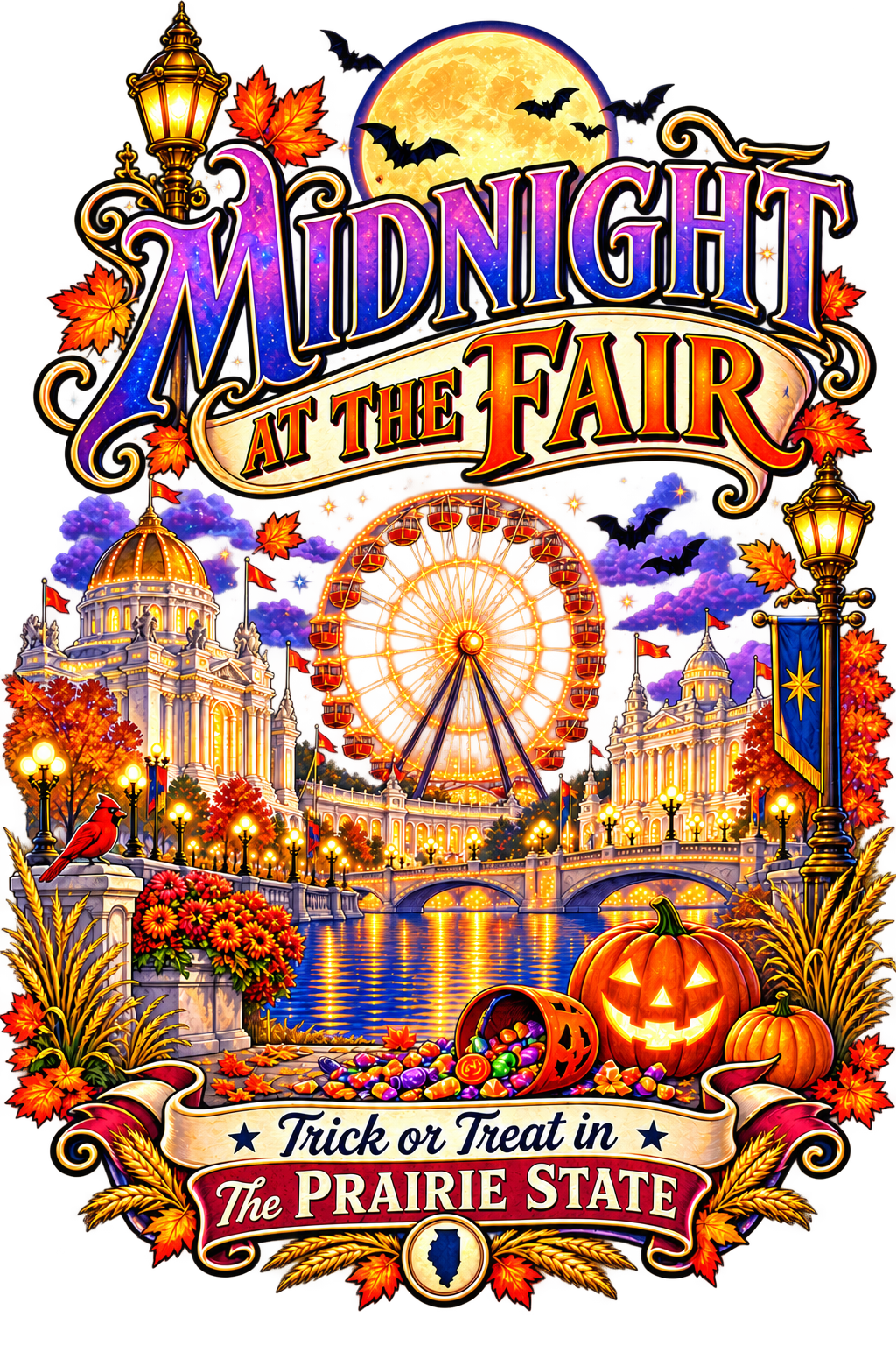 Midnight at the Fair Halloween Tote Bag - Illinois