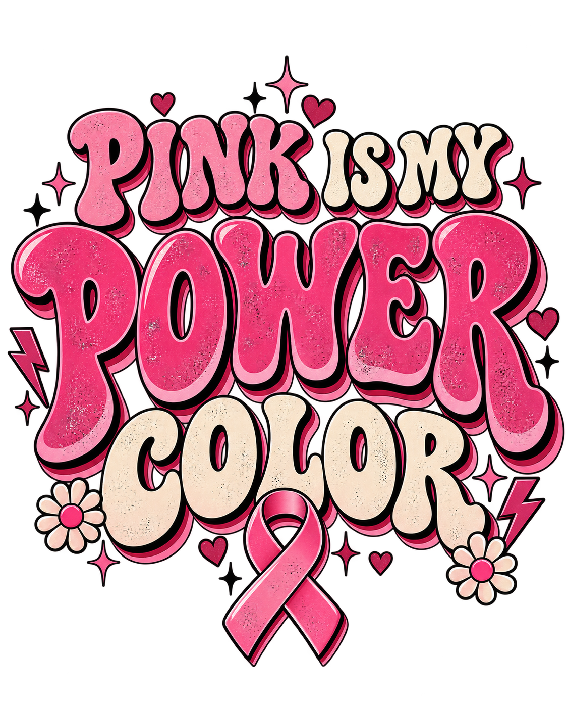 Pink Is My Power Color retro pink ribbon design