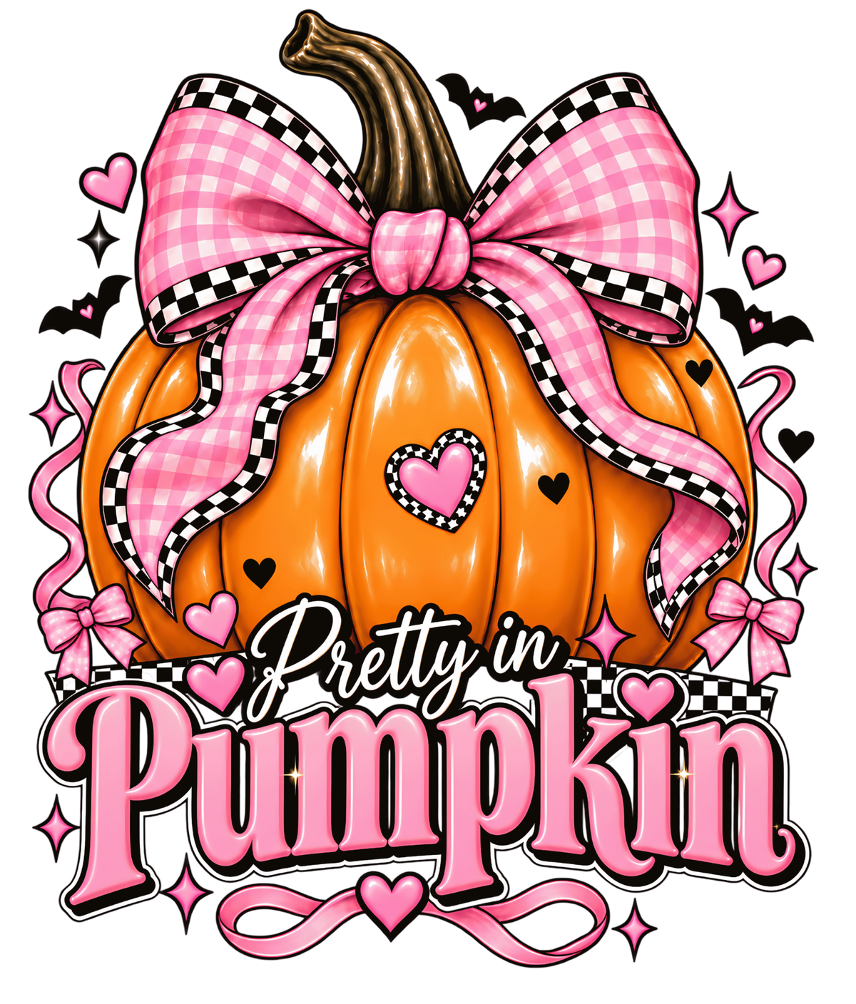 Pretty in Pumpkin pink bow Halloween pumpkin shirt design
