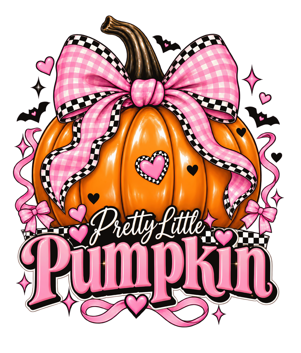 Pretty Little Pumpkin pink bow Halloween shirt design