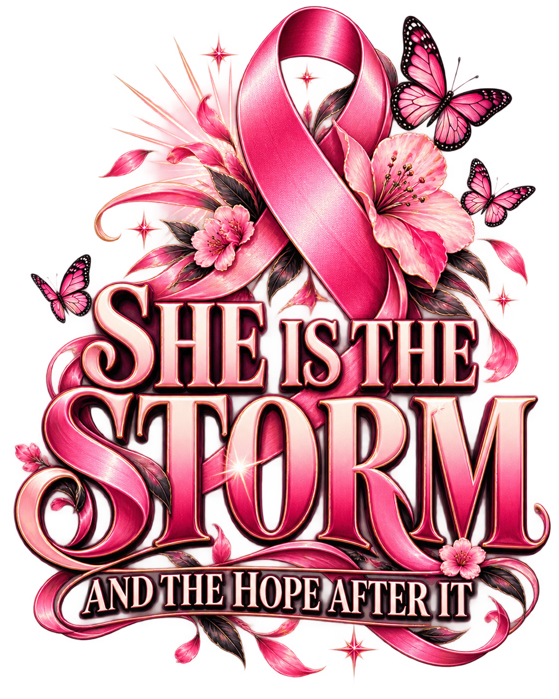 She Is the Storm and the Hope After It pink ribbon design