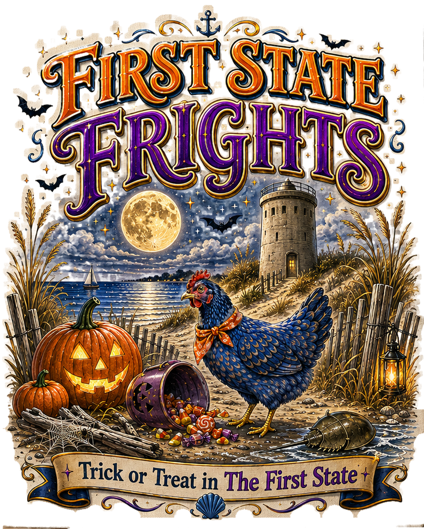 First State Frights – Delaware State Halloween Tote Bag